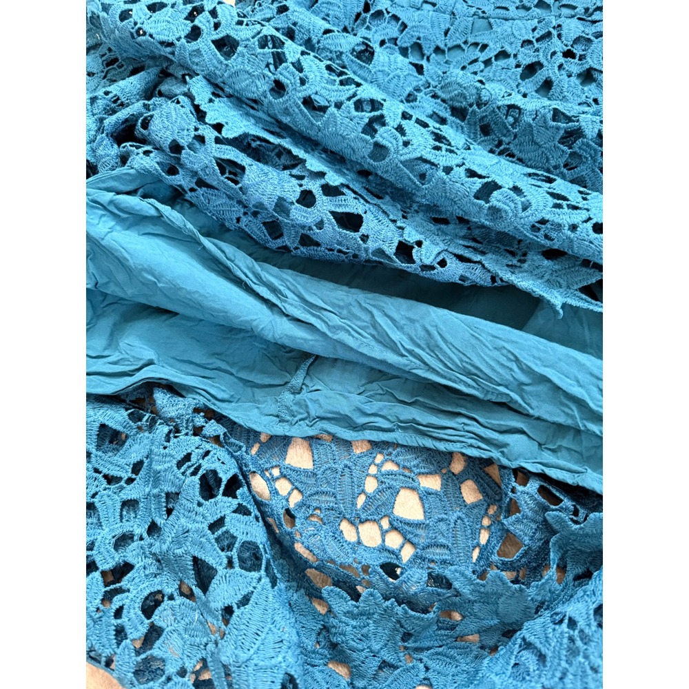 ASTR The Label Teal Blue Floral Lace Midi Dress Sleeveless Cami Wedding Guest M - Picture 10 of 12